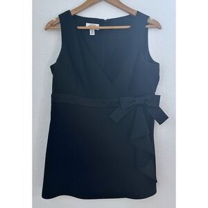 Talbots Top Sleeveless Wrap Bow Detail Womens 10 Black Sheath Classic Elegant